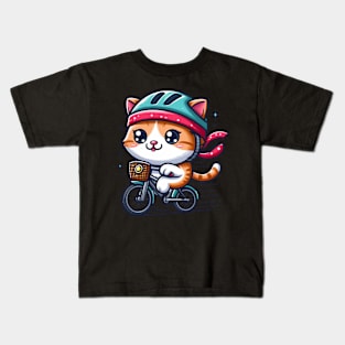 Whisker Wheels: The Cute Cat's Bicycle Adventure Kids T-Shirt